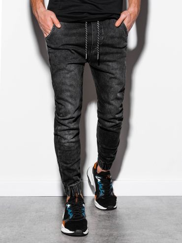 Ombre Clothing Pánske džínsové joggers nohavice Reynard čierna 