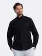 Ombre Clothing Pánska košeľa s dlhým rukávom Cottonflight čierna