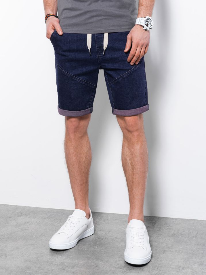 Ombre Clothing Pánske džínsové šortky Morn fialová