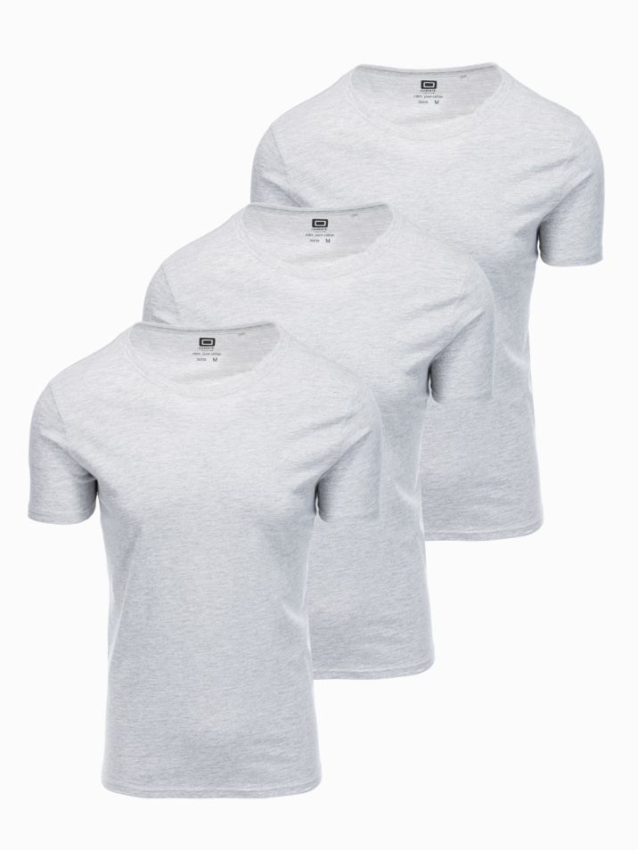 Ombre Clothing Pánske tričko s krátkym rukávom Ulatun šedá melanžová