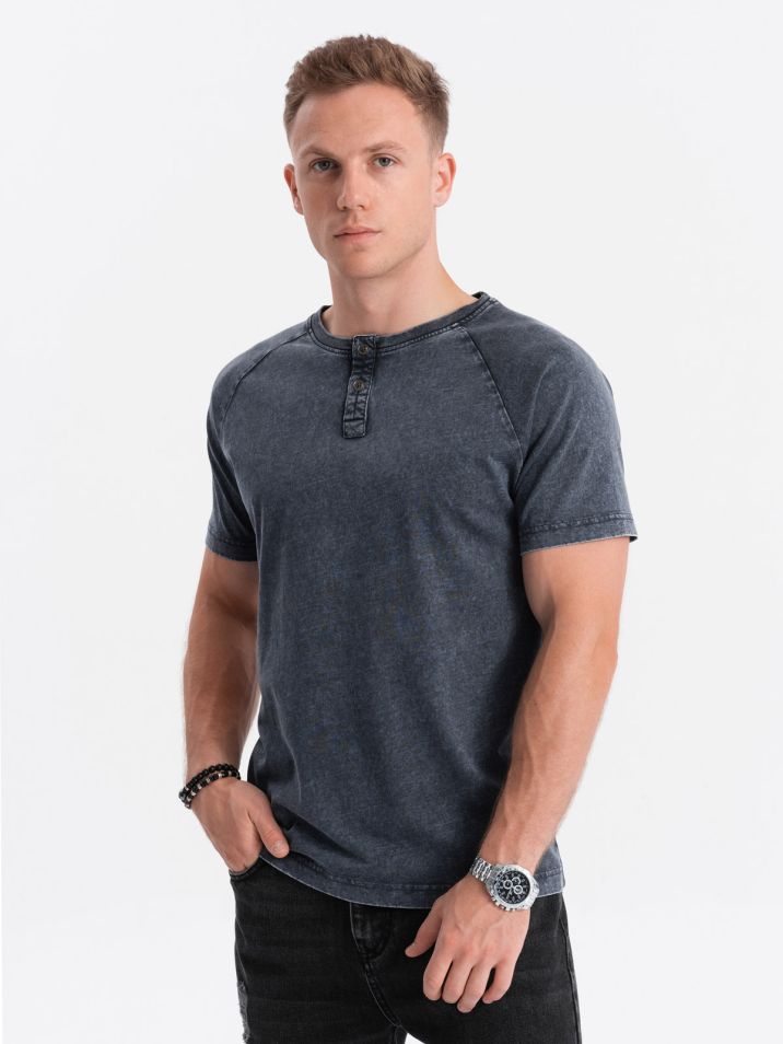 Ombre Clothing Pánske tričko s krátkym rukávom Kamains navy