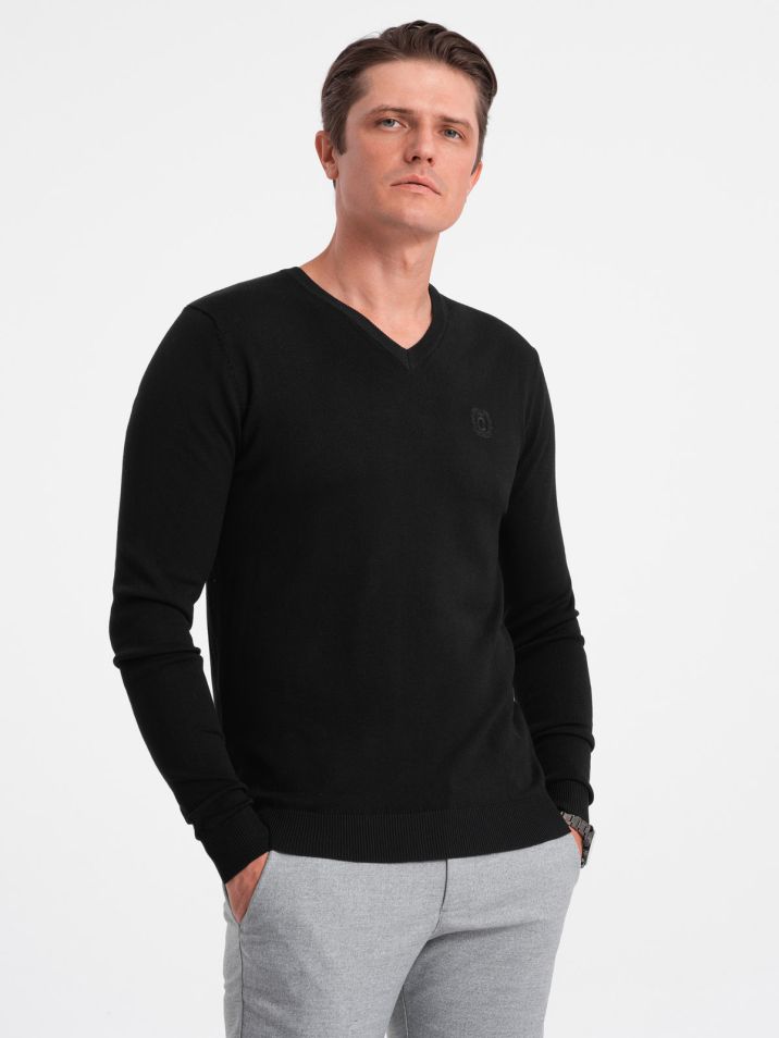 Ombre Clothing Klasický pánsky sveter Launcebuz čierna