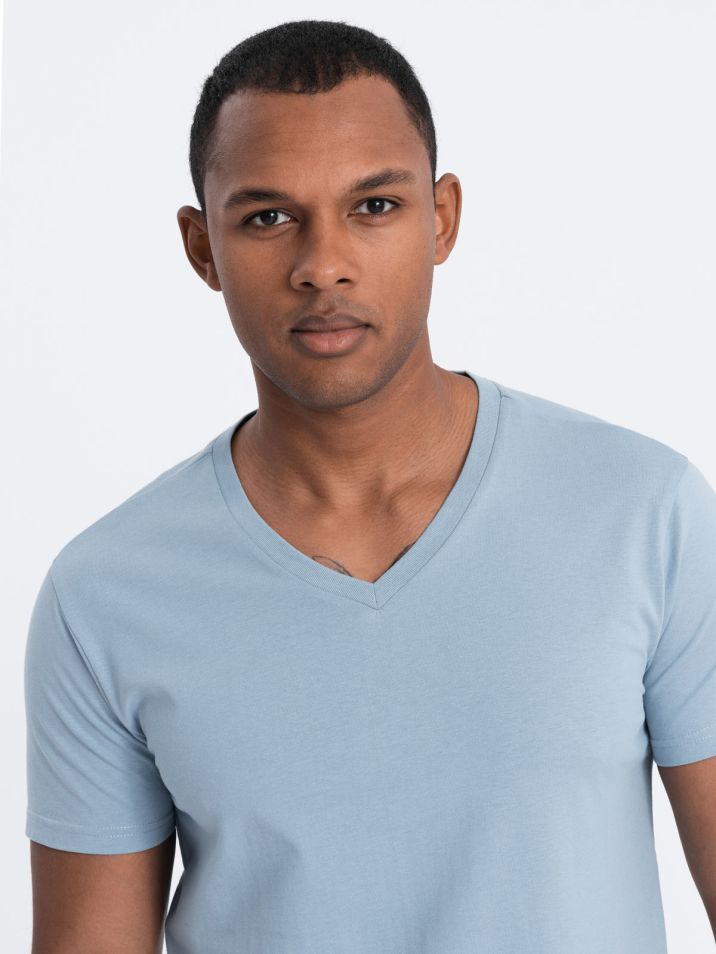 Ombre Clothing Pánske tričko s krátkym rukávom Heman jeansová