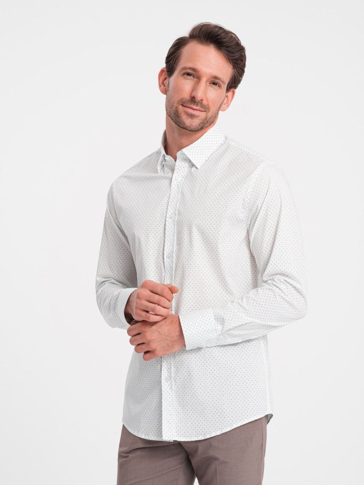Ombre Clothing Pánska košeľa s dlhým rukávom Klaern biela