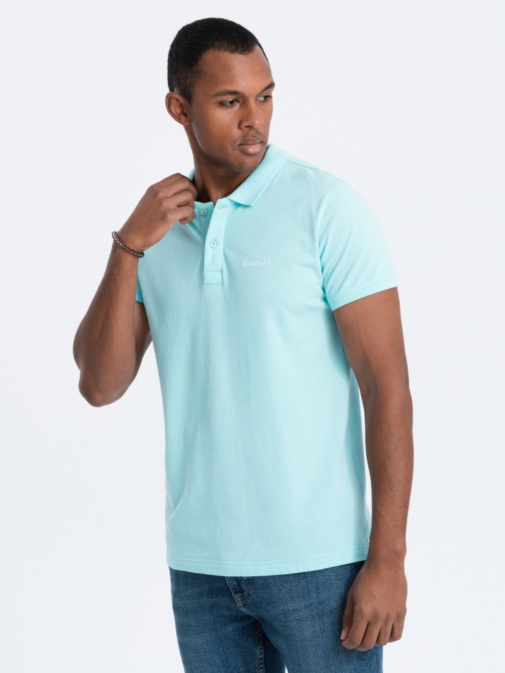 Ombre Clothing Pánske tričko s golierom Sahansan modrá
