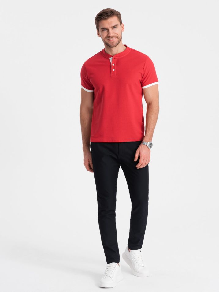 Ombre Clothing Pánske tričko s golierom Phukzon červená