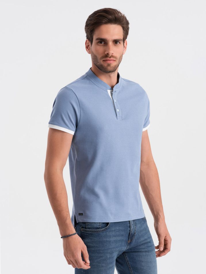 Ombre Clothing Pánske tričko s golierom Phukzon modrá