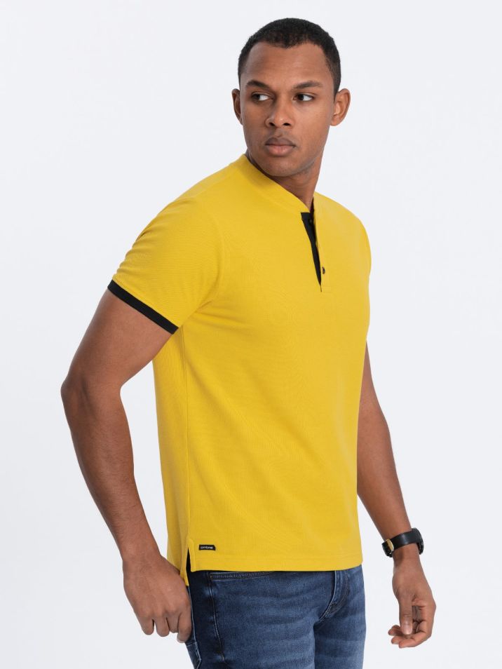Ombre Clothing Pánske tričko s golierom Phukzon žltá