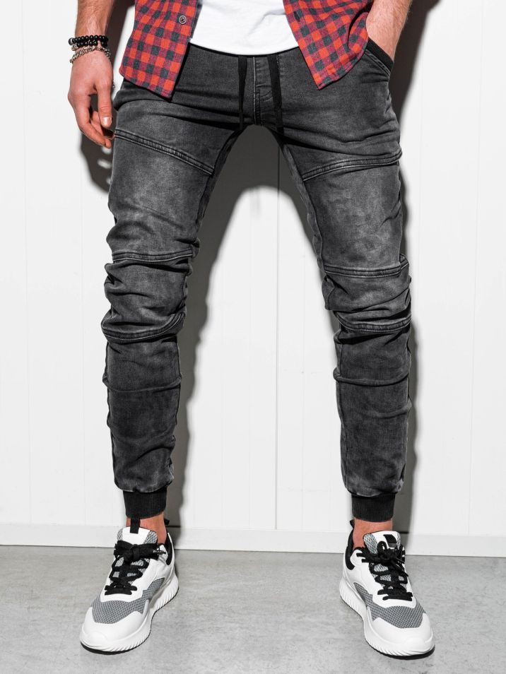 Ombre Clothing Pánske džínsové jogger nohavice Edison čierna