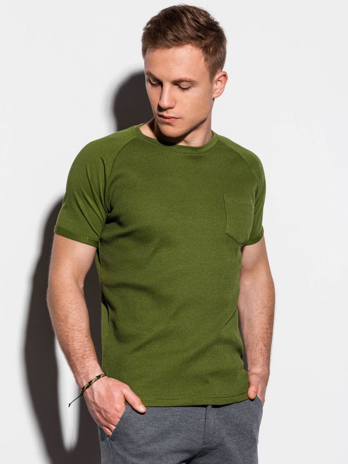 Ombre Clothing Pánske basic tričko Henshaw olivová