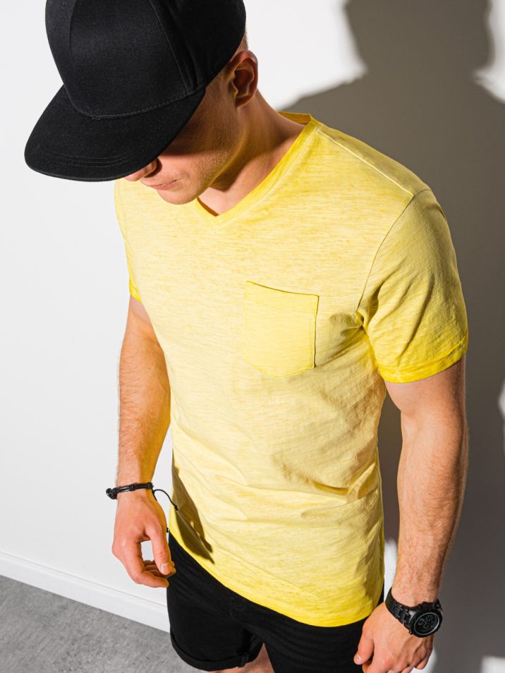 Ombre Clothing Pánske basic tričko Peterin žltá