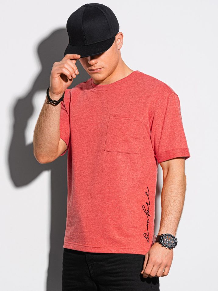 Ombre Clothing Pánske basic tričko Herman červená