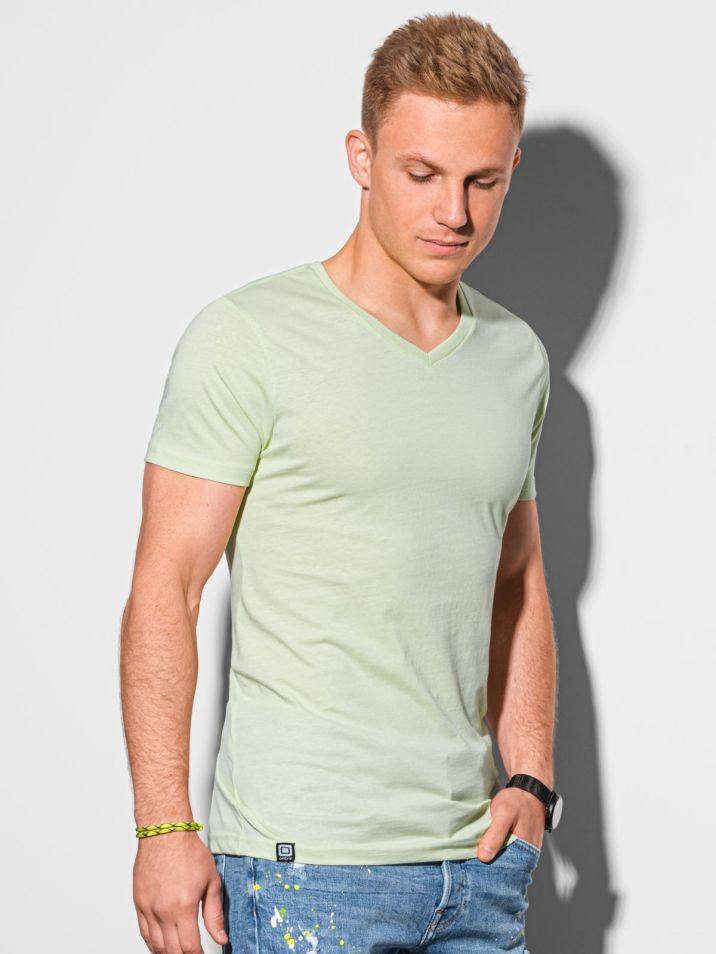 Ombre Clothing Pánske basic tričko Oliver limetkovo zelená