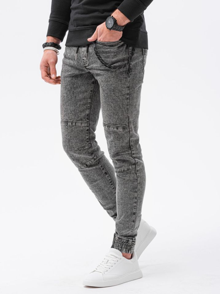 Ombre Clothing Pánske džínsové jogger nohavice Evalp čierna