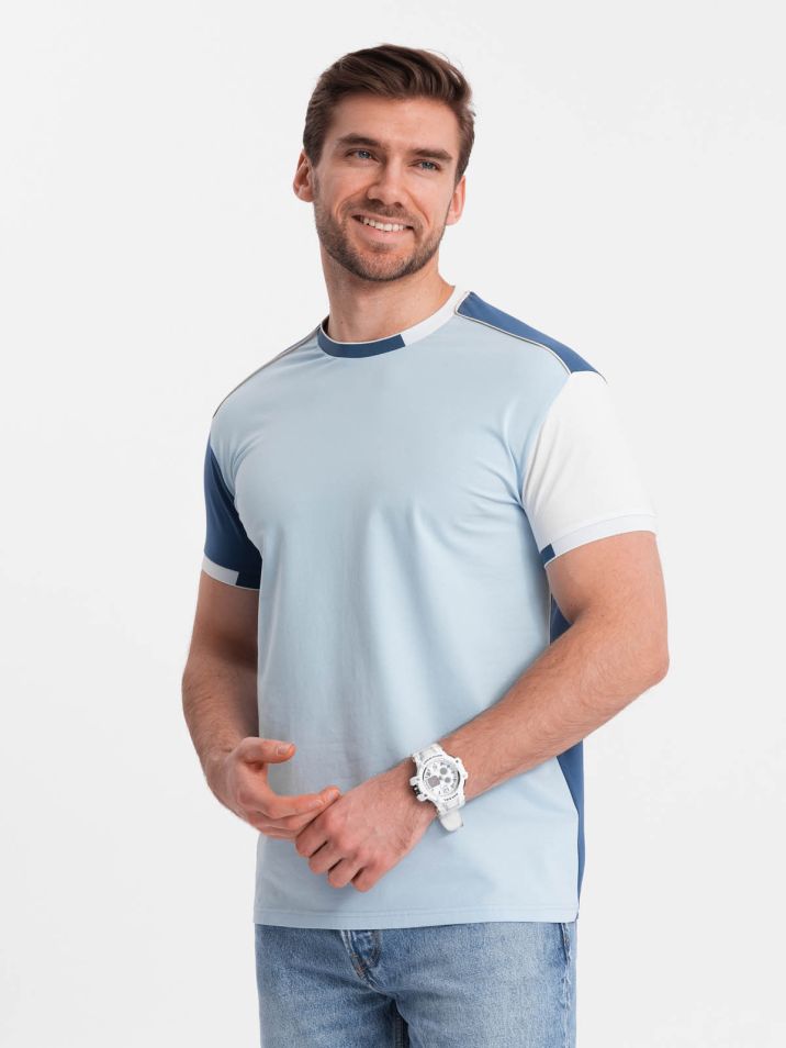 Ombre Clothing Pánske tričko s krátkym rukávom Hephous modrá