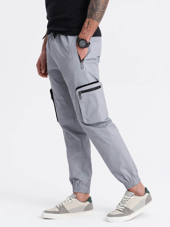 Ombre Clothing Pánske nohavice jogger Theophax svetlo šedá