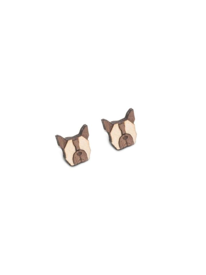 BeWooden dámske drevené náušnice French Bulldog Earrings