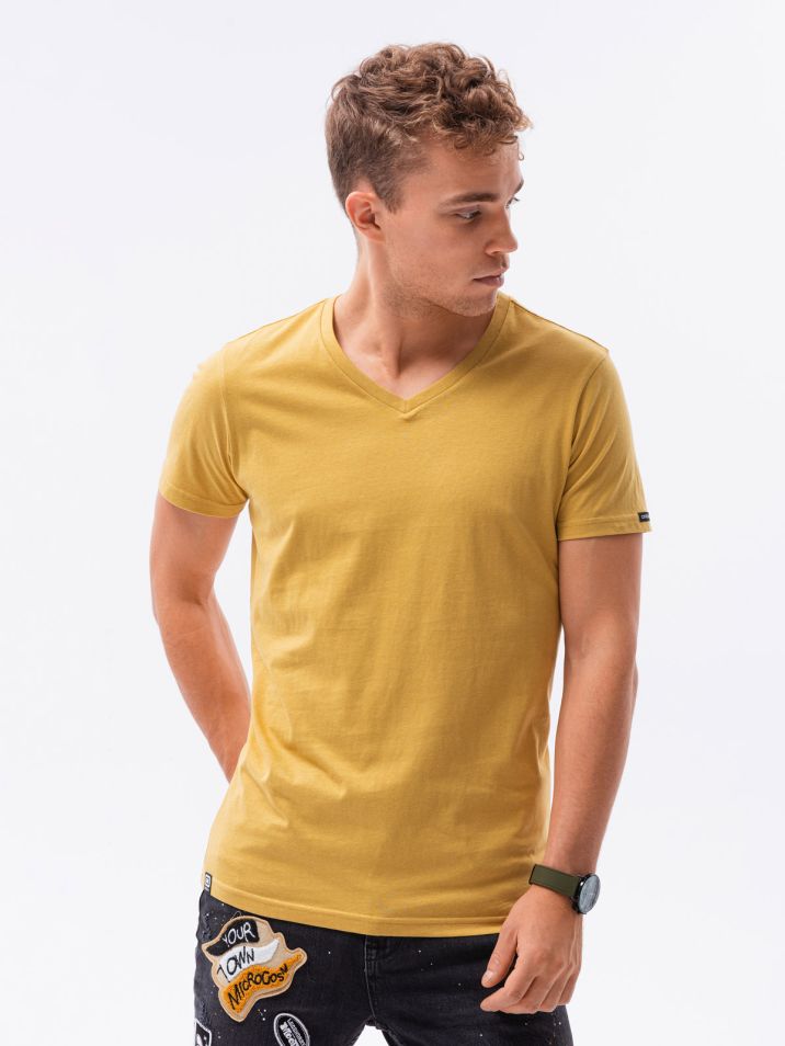 Ombre Clothing pánske basic tričko Oliver hořčicová
