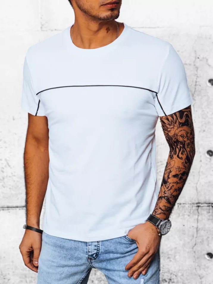 Dstreet Pánske tričko s krátkym rukávom Dhundup biela