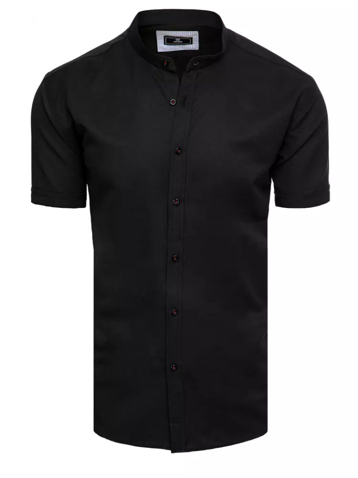 Dstreet Pánska košeľa s krátkym rukávom Raktik čierna