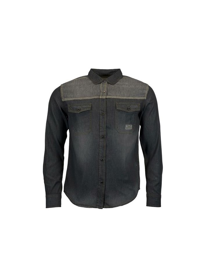 EKW Pánska džínsová košeľa s dlhým rukávom Feiler čierno-šedá