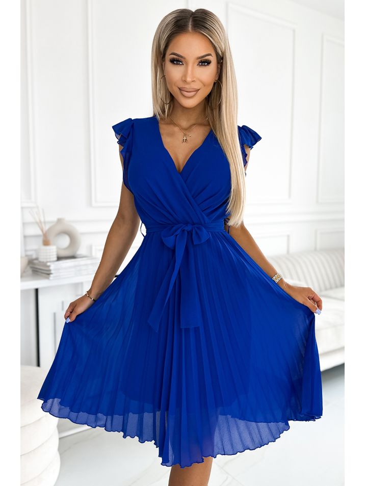 Numoco Dámske kvetované šaty Polina kráľovsky modrá