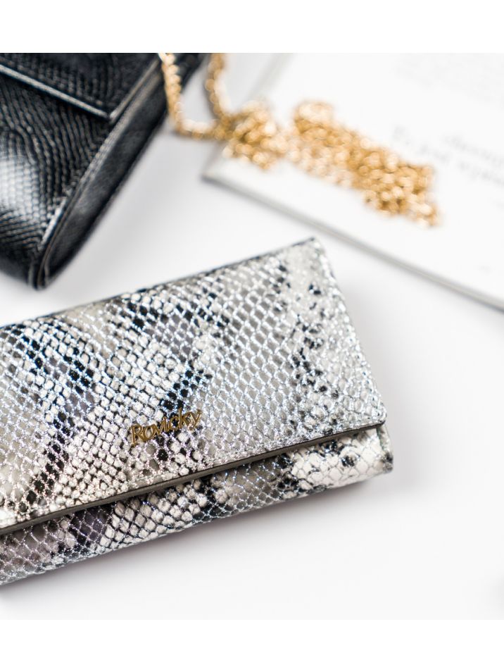 Rovicky Dámska kožená peňaženka so zabezpečením RFID Pastel strieborná