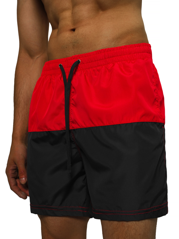 Ozonee Pánske plavecké šortky Puddifoot červeno-čierne