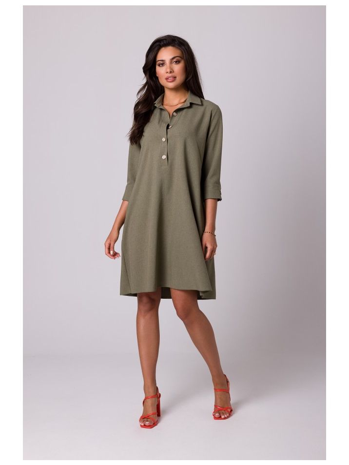 BeWear Dámske košeľové šaty Ganiervydd B257 olivová