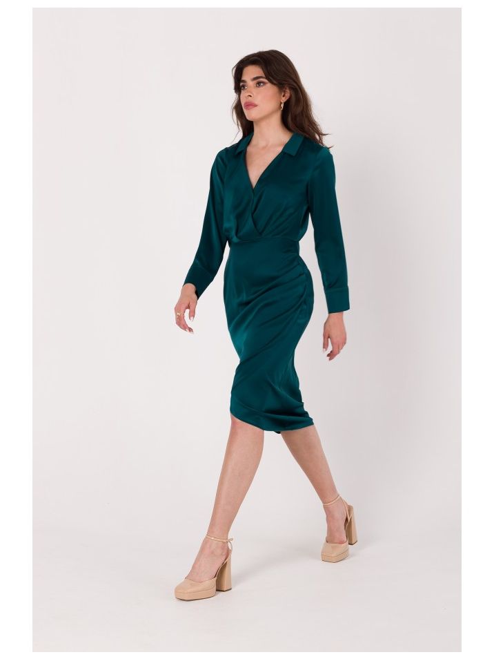 Makover Dámske obálkové šaty Price K172 zelená
