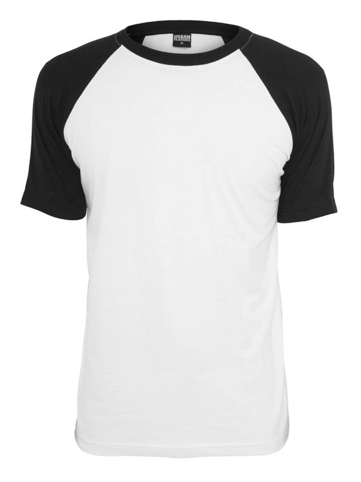 Mens T-Shirt Raglan White-Black S
