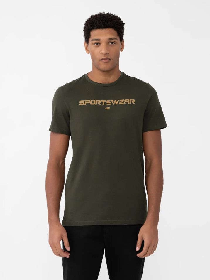 4F Pánske tričko s potlačou Figuier tmavo zelená